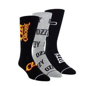 3 Pairs Official Licensed Rock Band OZZY OSBOURNE Poly Cotton Crew Length Socks